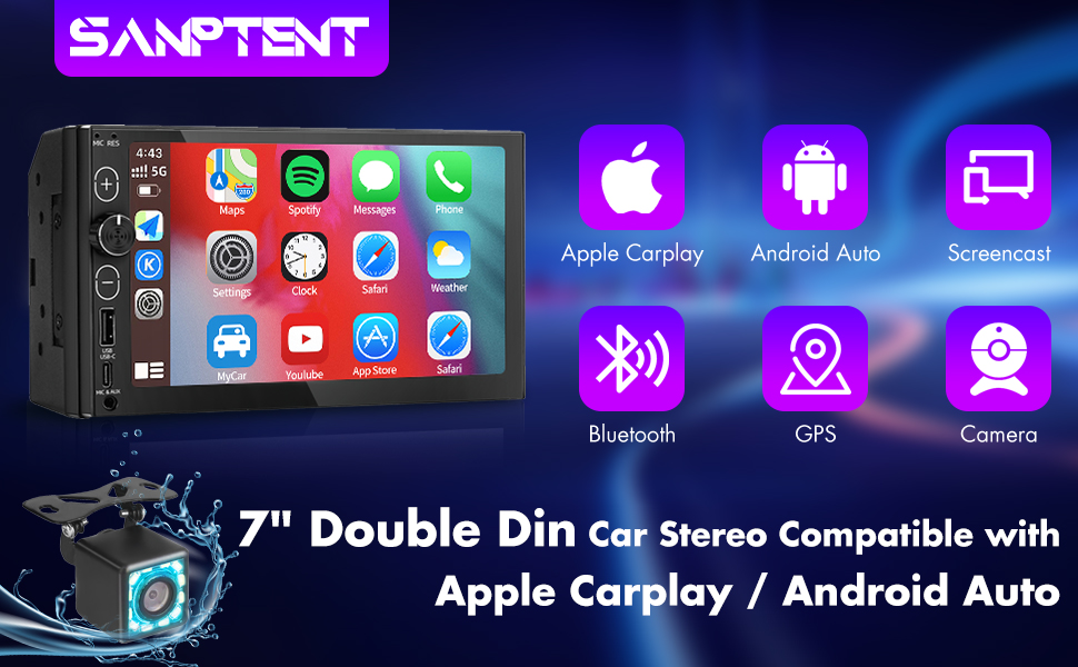 Mua Double Din Car Stereo Apple Carplay & Android Auto 7Inch Full HD