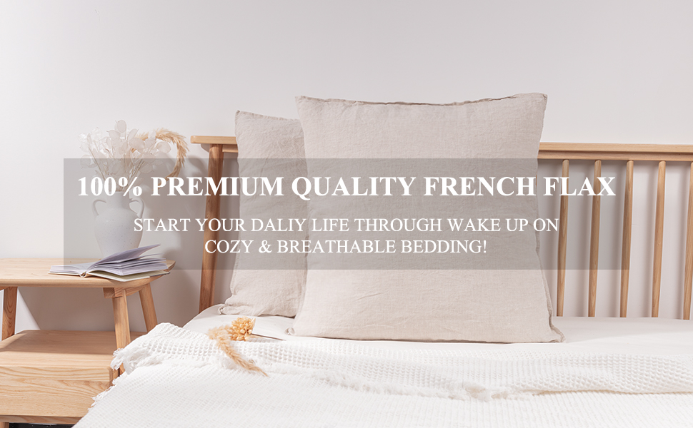 ATLINIA 100 Linen Pillowcases Set of 2, King Size 20'' x