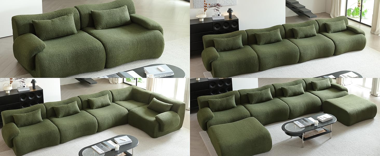 Rubikliss 115 inch Modular Sectional Sofa, 3 Seater