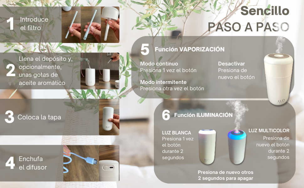 difusor aromas humidificador aceites esenciales silencioso bebe ambientador aromaterapia