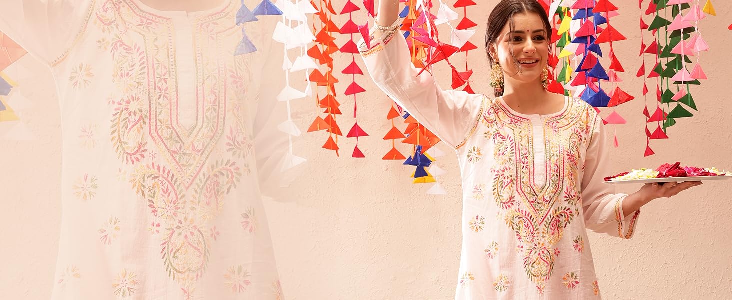 A188048 chikankari kurta for women