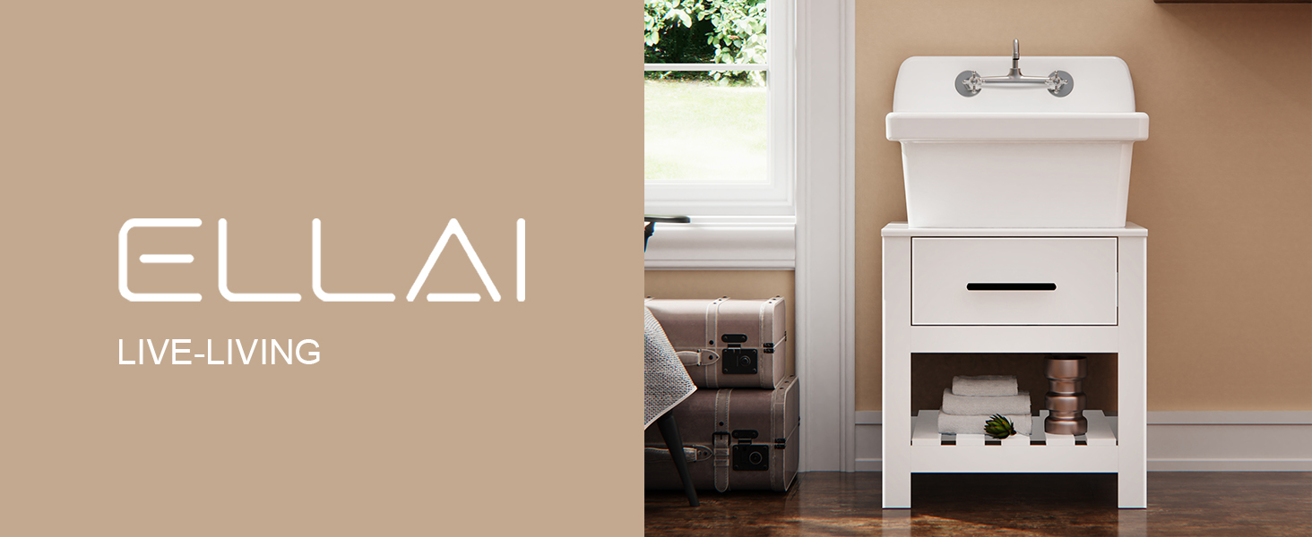 ELLAI Coastal Design Table for 24in Utility Sink White