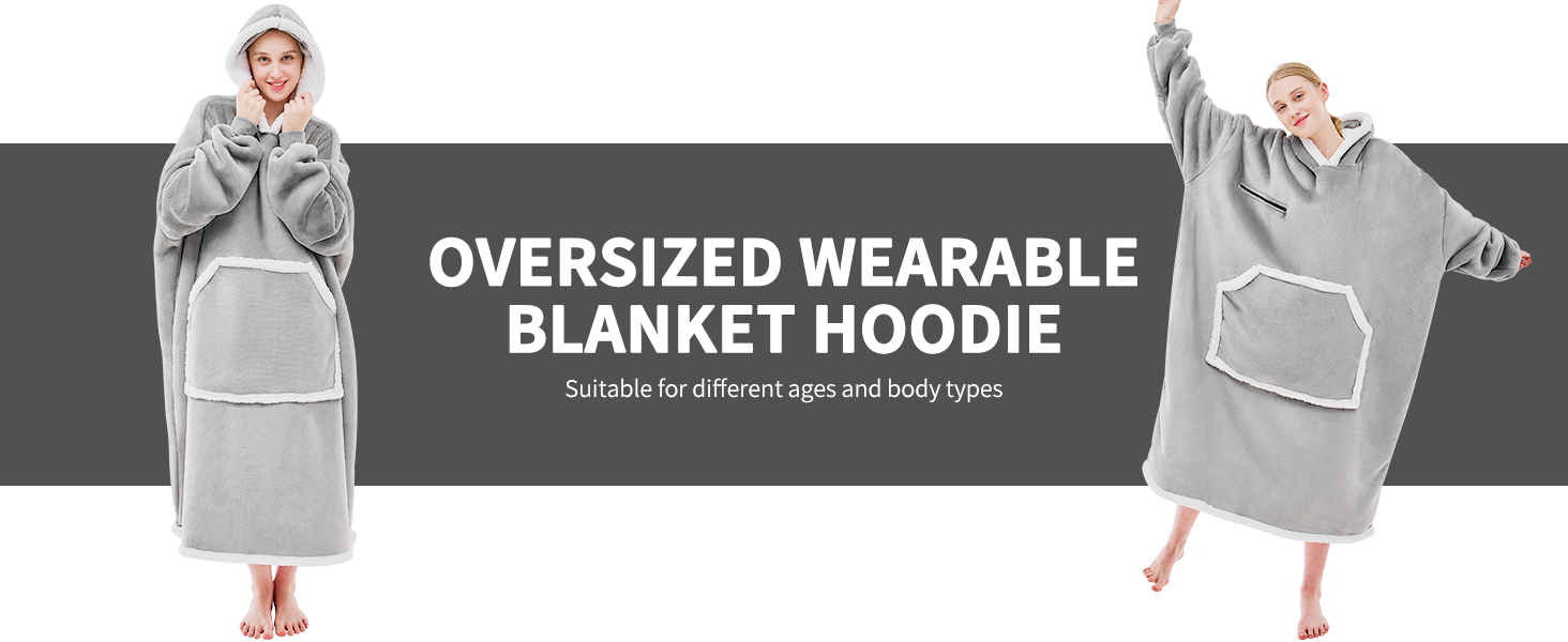 wearable blanket hoodie adult women men sweatshirt blanket with sleeves hooded comfy oversized cozy