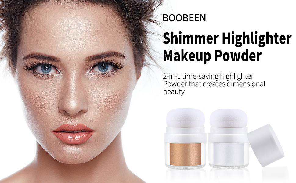 Boobeen Shimmer Highlighter Makeup Powder Contour Highlighter with Sponge Head