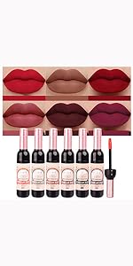 6 Colors Matte Red Wine Liquid Lipstick Pack Set