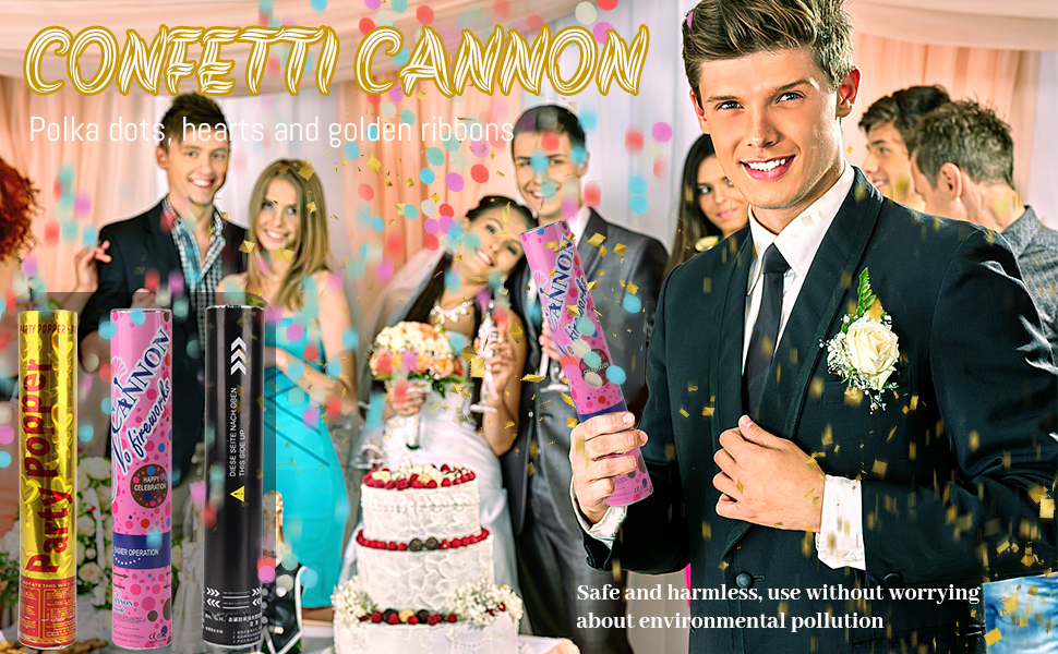 Confetti Cannon, Taozoey Set of 4 Party Poppers, Confetti Cannons Gold