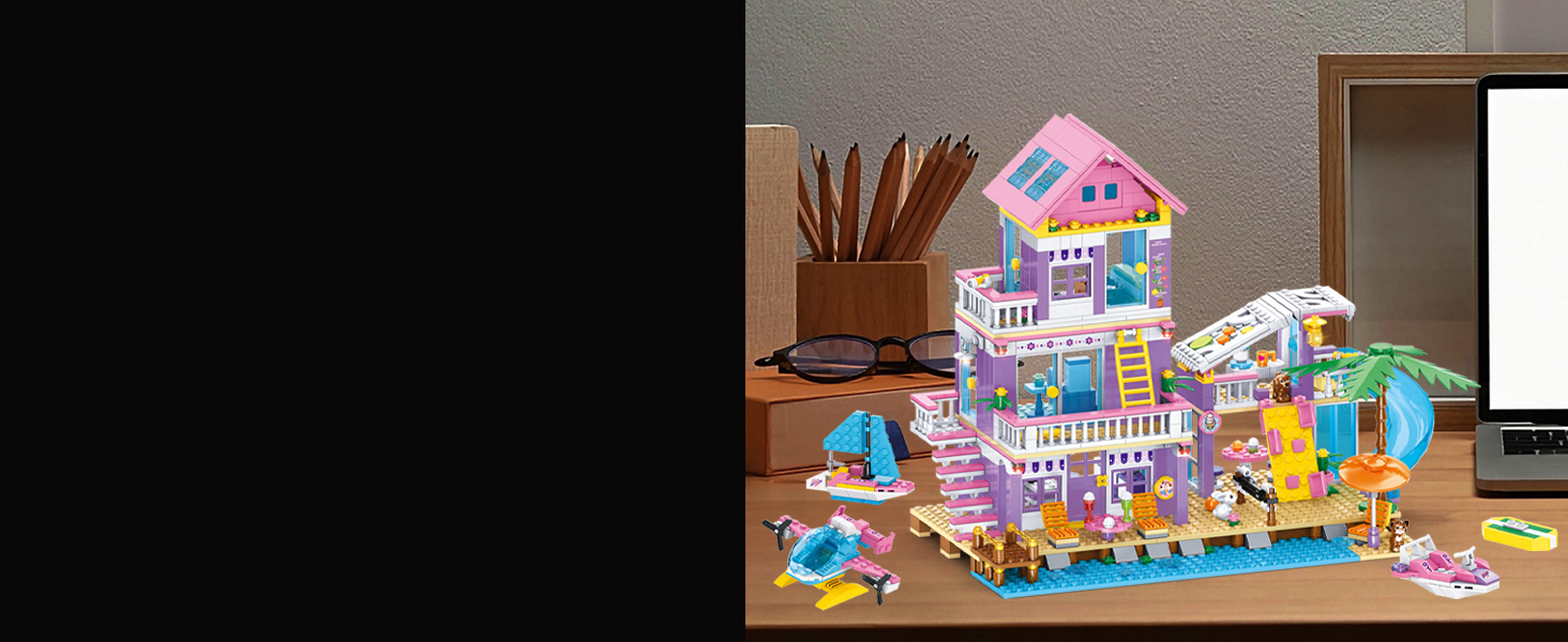 WinGift 955 Piece Beach House Building Set,Seaside Beach