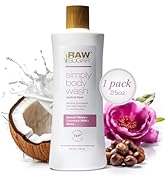 RAW SUGAR Simply Body Wash, Beach Rose + Coconut Milk + Shea (25 Fl Oz, Pack of 1) Sensitive Skin...