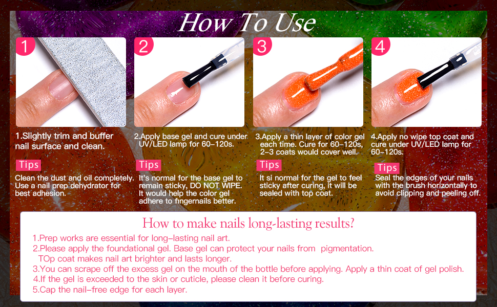 Neon Reflective Glitter Gel Nail Polish Kit, Diamond