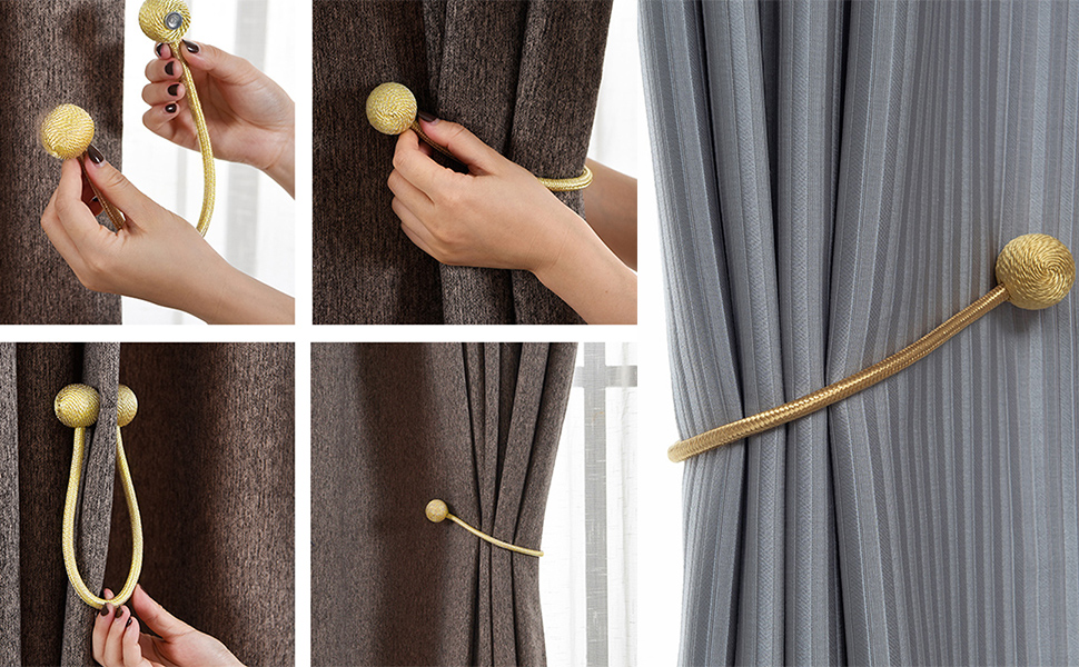 Magnetic Drape Holdbacks Decorative Curtain Clips Home and Office Curtain Clips Curtain Tiebacks