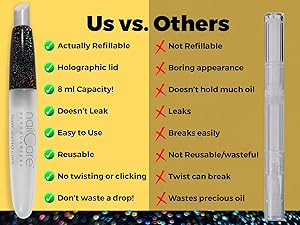 Refillable Empty Cuticle Nail Oil Pen Holo Holographic Bliss Kiss Nail Care Headquarters Simply Pure