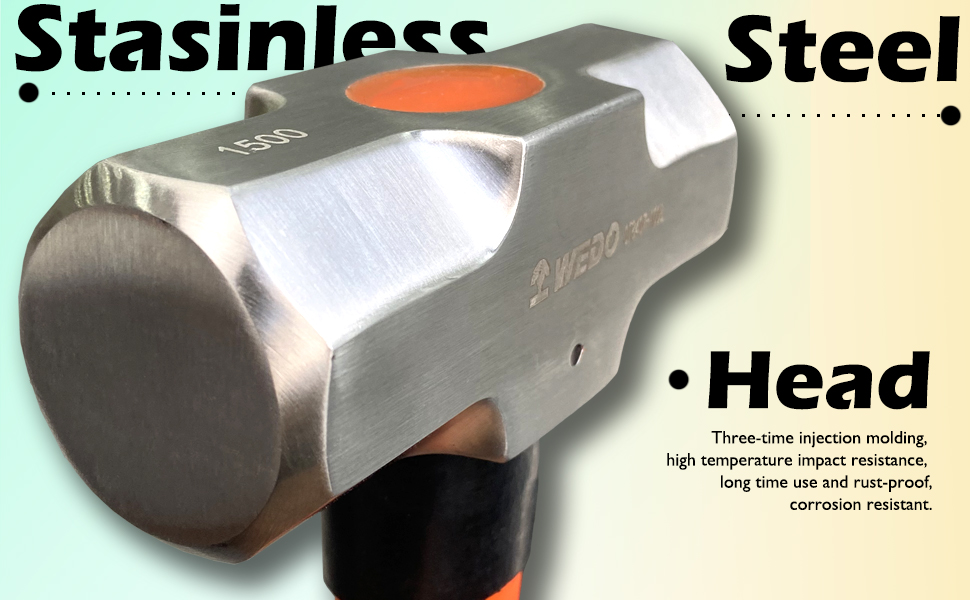 WEDO Sledge Hammer,7lb Stainless Steel Crack Hammer With