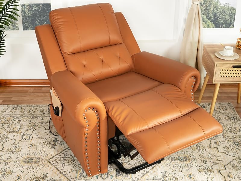 Tatiana Oversized Air Leather Power Lift Recliner Chair with Footrest. Reclining