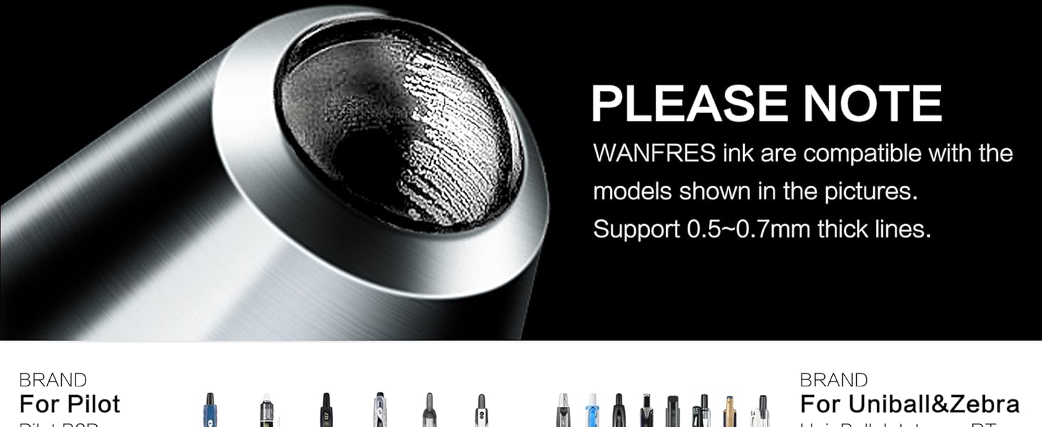 B0F1FHFBW9 A6 Gel ink pen refills Compatible with G2 ballpoint pen