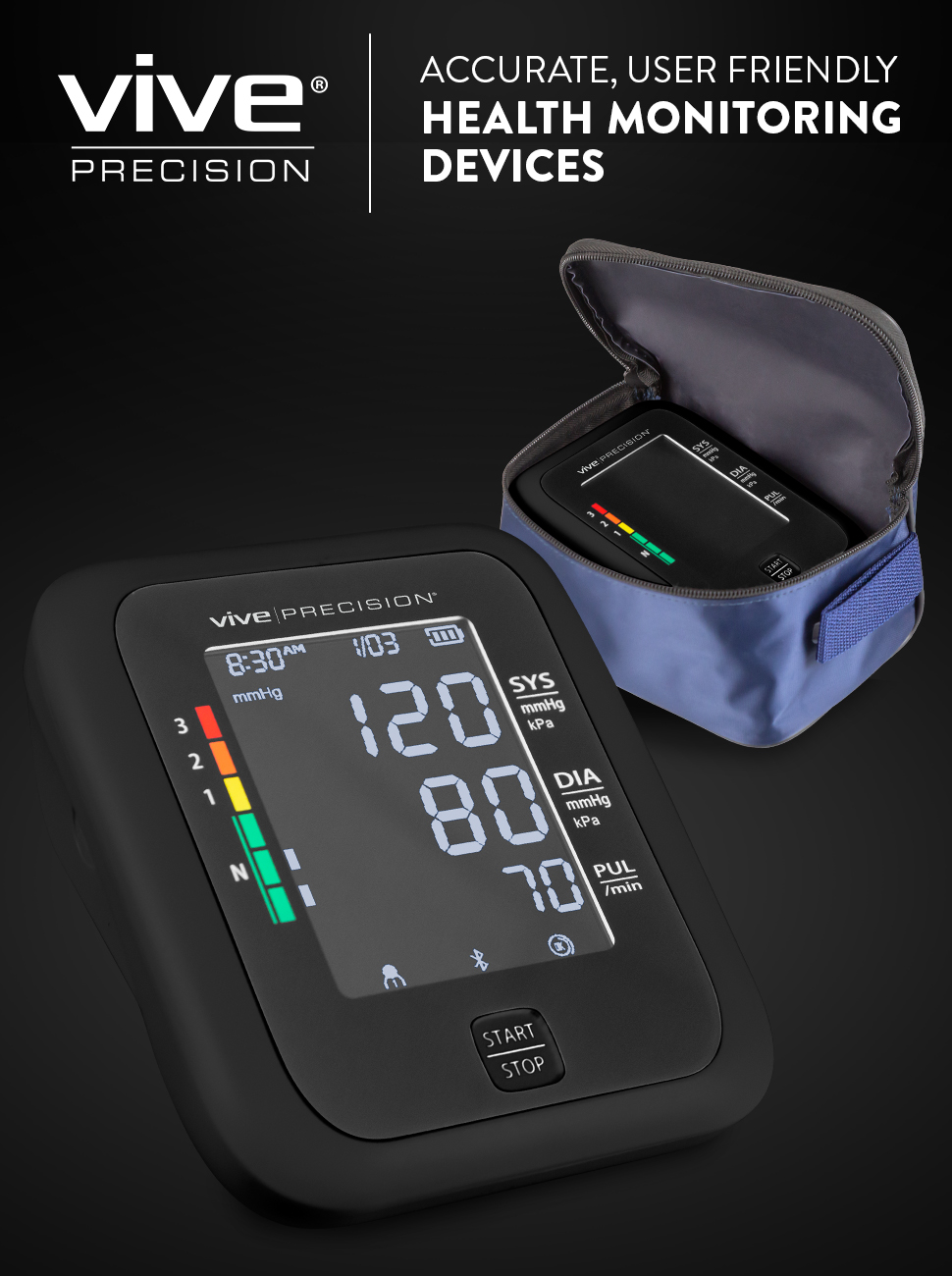Vive Precision Compact Blood Pressure Monitor Model: BT-S Black. (Black)