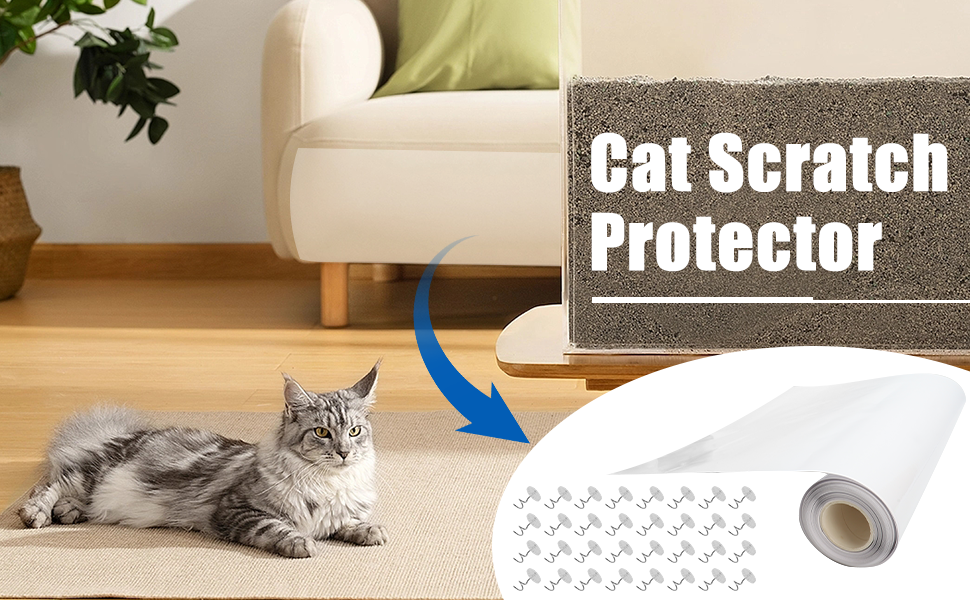 SANZHENG Cat Scratch Protector, 11.8" x 16.4ft Anti Cat Scratch Tape