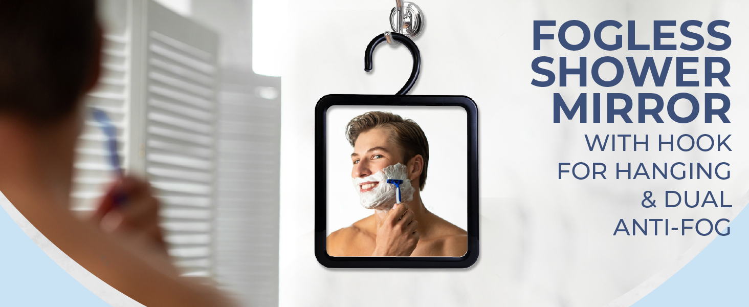 MIRRORVANA Fogless Shower Mirror for Shaving with Hook for Hanging and