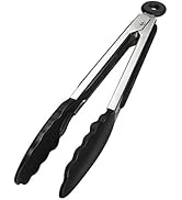iNeibo Barbecue Tongs, Kitchen Tongs, Stainless Steel and Silicone, Meat Tongs, Cooking Tongs wit...