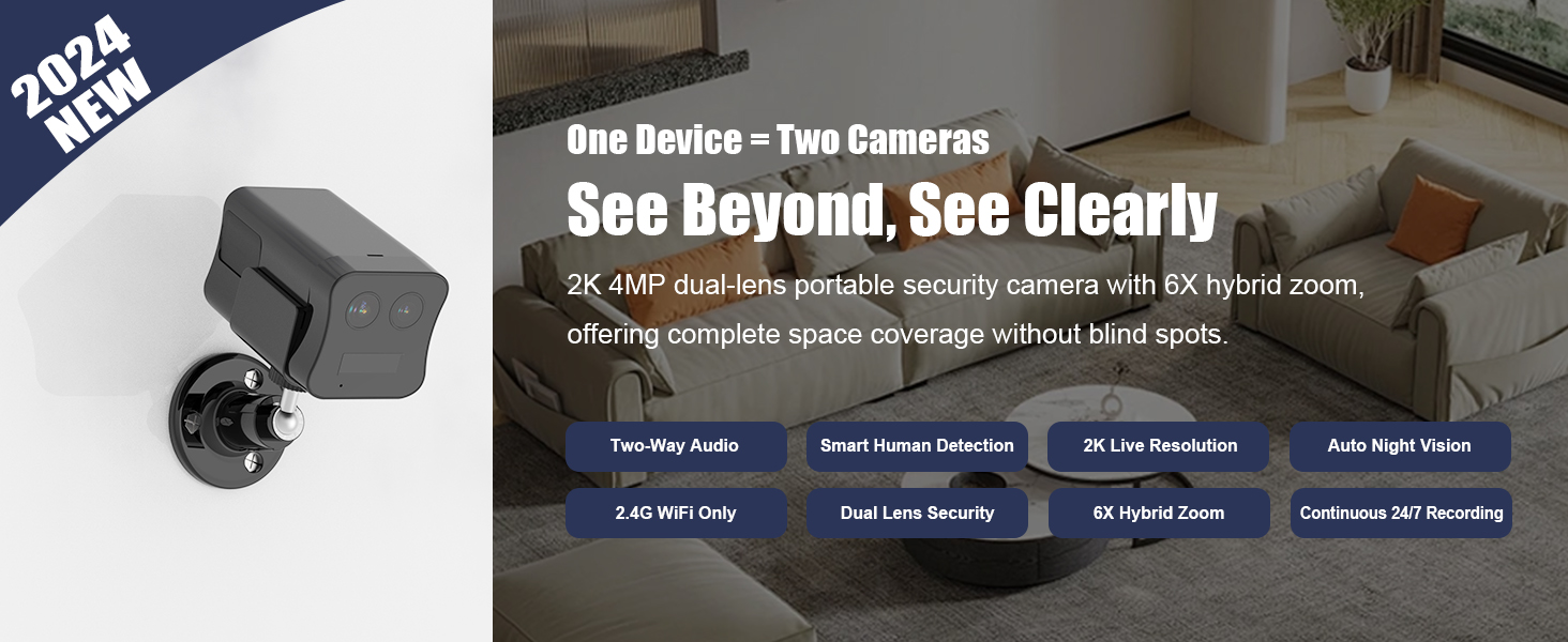 FUVISION Dual Lens Mini Security Cameras Wireless Indoor