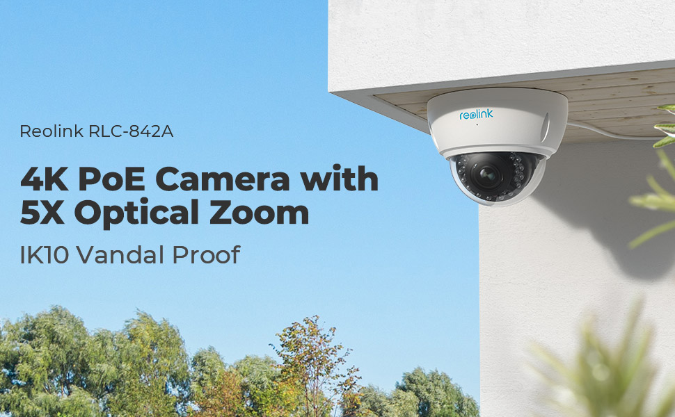 REOLINK 4Kカメラ　RLC-842A　5倍ズーム　人感センサー RLC-842A | 4K 8MP Person/Vehicle Detection PoE IP Camera