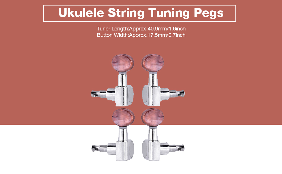 Ukulele String Tuning Pegs, 2L2R Silver Enclosed Locking
