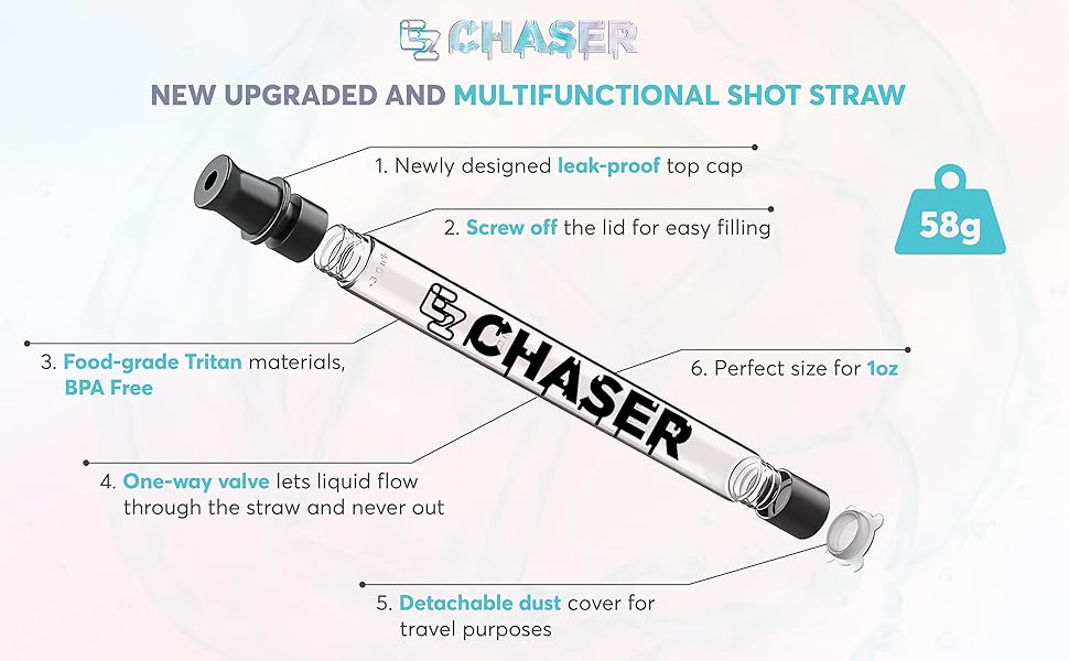 EZ CHASER Shot Straw, Velvet Carrying Bag, Straw