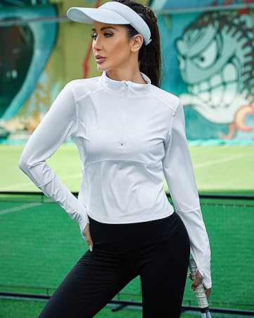 Women's Golf Polo Shirts Collarless UPF 50+ Short Sleeve Tennis Running T-Shirts V-Neck