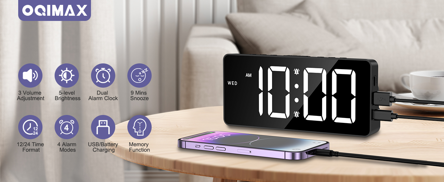 Digital Alarm Clock, Large LED Display B... 11 alarm clock