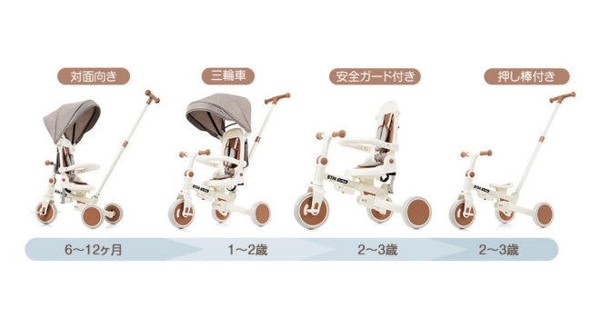 新品＊三輪車 手押し棒付き 7in1子供用 キッズバイク ベージュ 新品＊三輪車 手押し棒付き 7in1子供用 キッズバイク ベージュ