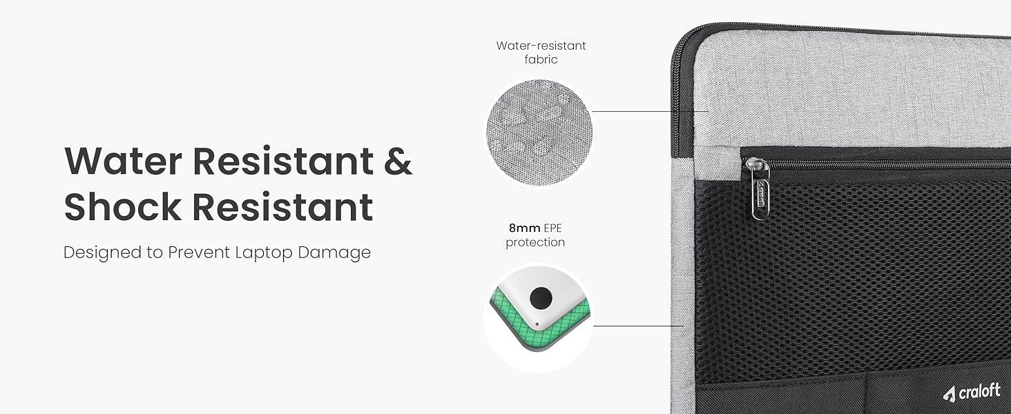 Craloft 14 Inch Portable Laptop Sleeve Cover Bag with Handle - Durable Water-Resistant Polyester Padded Case Compatible with MacBook Air M4, MacBook Pro, Dell, HP, Lenovo - Office & Travel use 35 Craloft laptop pouch