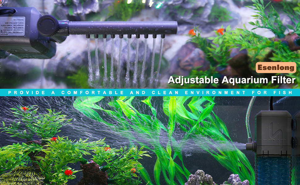 Esenlong 4 in 1 Fish Tank Filter with Adjustable Water Flow, 600L/ H
