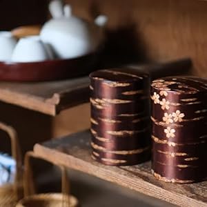 Amazon｜樺細工 桜皮 総皮茶筒 大 容量150g 茶さじ 茶み 螺鈿