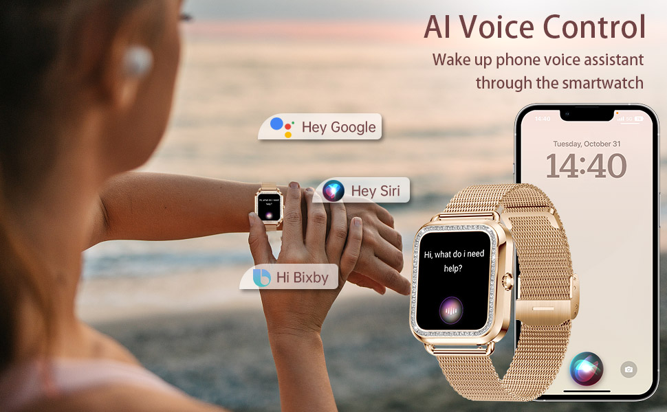 smart watch with text and call compatible seniors waterproof