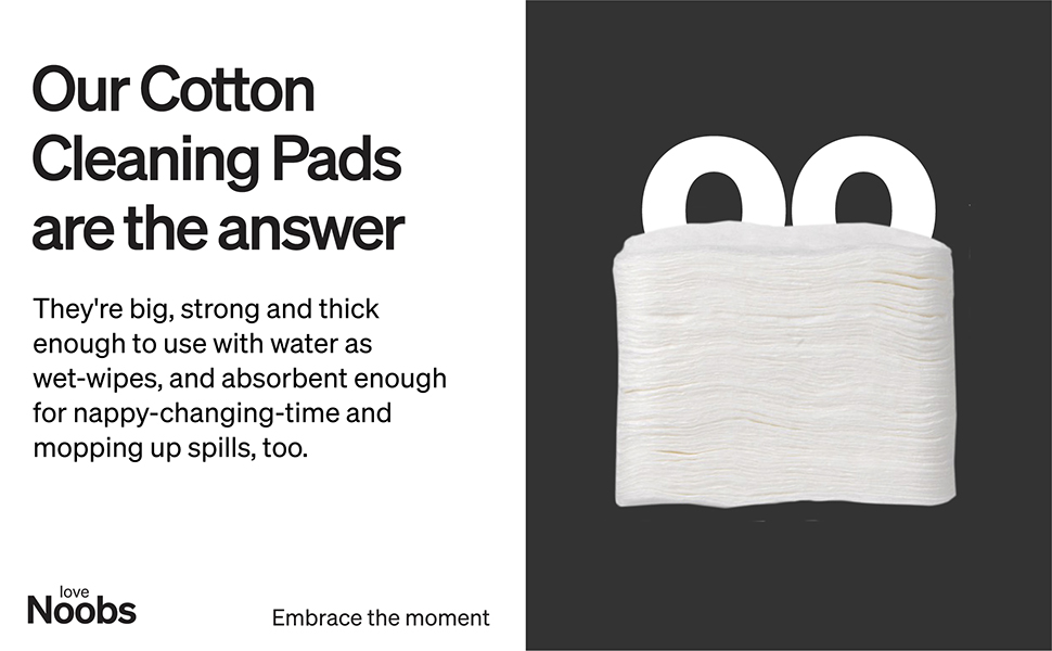 Love Noobs Baby Cotton Pads, Large Cotton Squares for Sensitive Skin