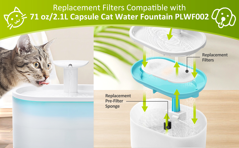 8 Pack Replacement Filters for Capsule Cat Water Fountain