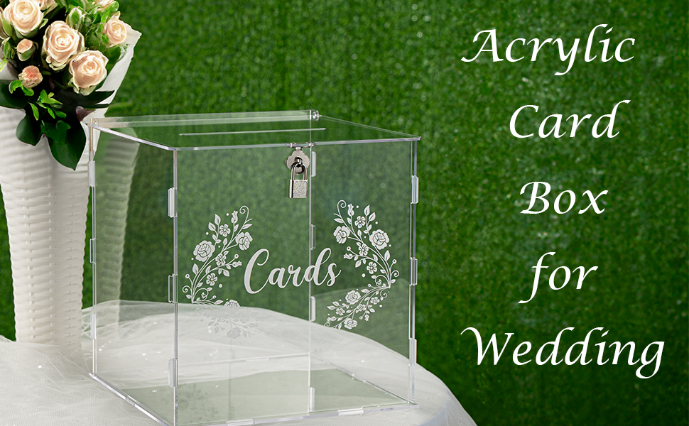 Clear Acrylic Card Box with Heart Lock Large Gift Card