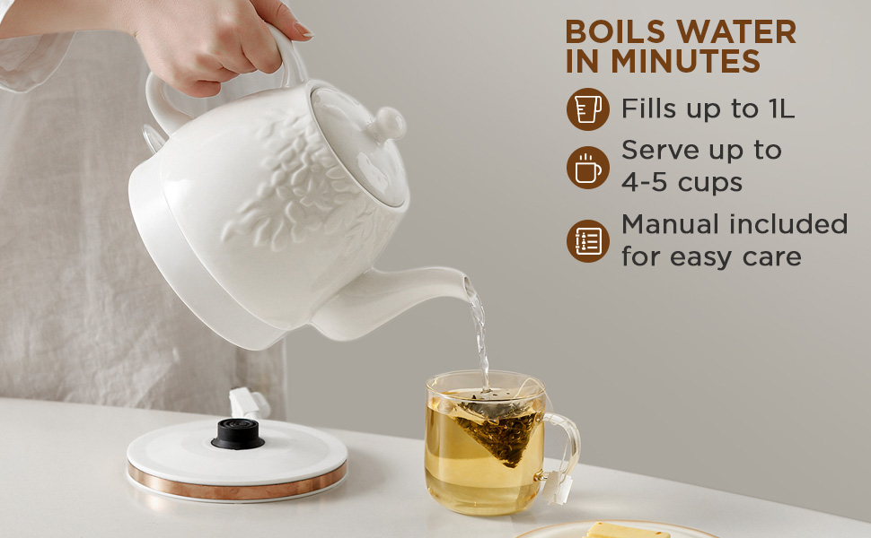 electric ceramic tea kettle teakettle teapot porcelain tea pot top tier