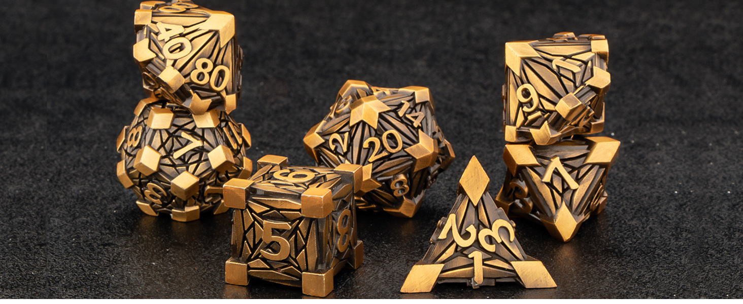 KERWELLSI Rainbow Green Metal DND Dice Set D&D with Gift