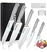 MOSFiATA 7-Piece Kitchen Knife Set, Super Sharp Professional Chef Knife Set with Hollow Handle On...
