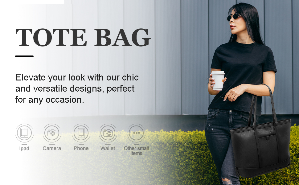 Large Tote Bag with Zipper for Women