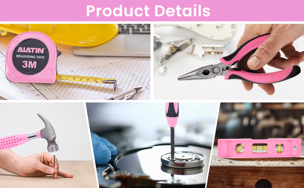 ALATIN 160pc Pink tool kit with 3.6V USB Electric