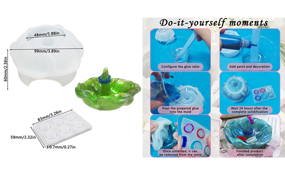 Ring Holder Resin Mold, SENHAI Rose Shaped Ring Holder