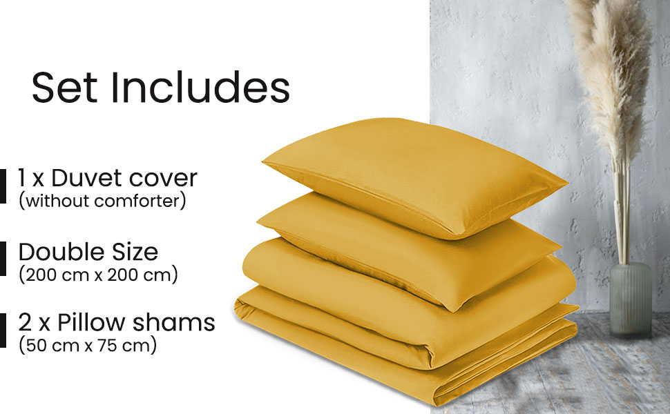 Hafaa Double Duvet Cover Set Brushed Microfiber Plain Bedding Bed Set