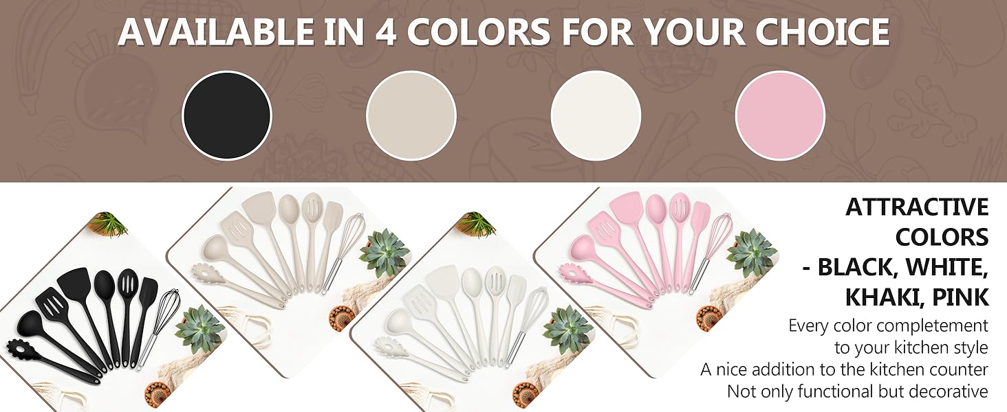 4 colors silicone kitchen utensils