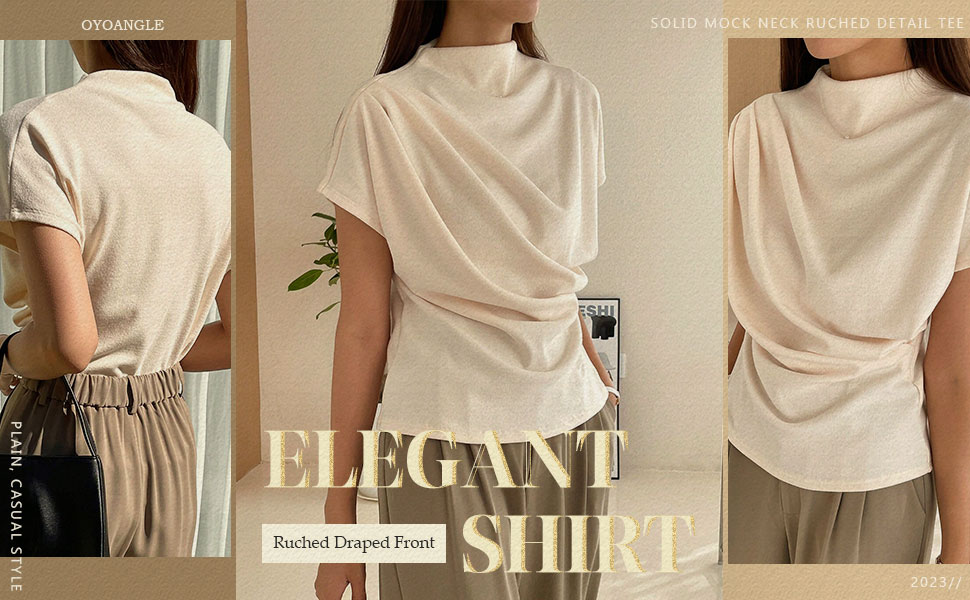 ★MOHAN★ TWS DRAPED NECK HALF SLEEVE TOP _3 COLOR ☆MOHAN☆ TWS DRAPED NECK HALF SLEEVE TOP _3 COLOR Designer