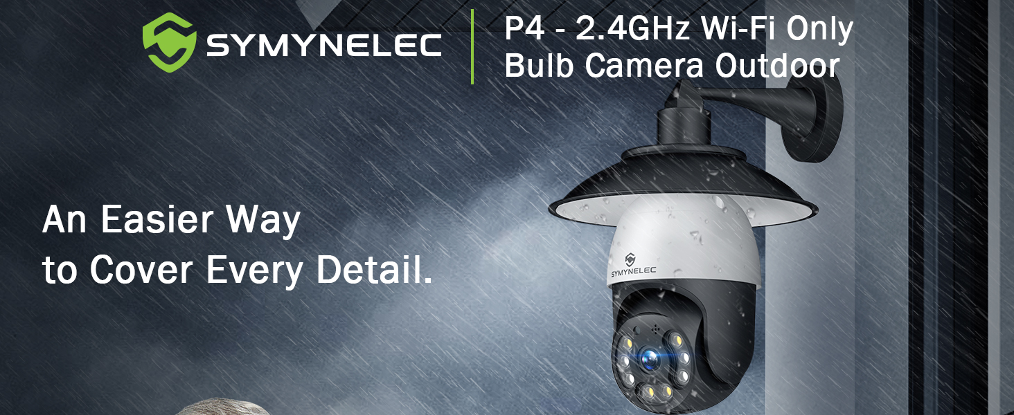 2.4GHz Light Bulb Security Camera Outdoor Waterproof 2.5K