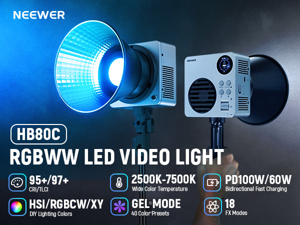 Amazon.com : NEEWER HB80C RGBWW LED Video Light with Built-in 72Wh