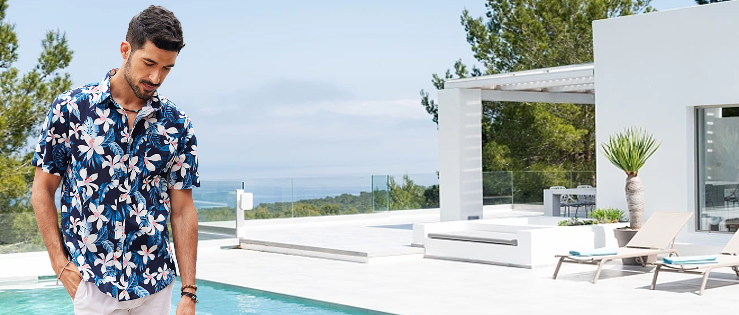 COOFANDY Mens Hawaiian Shirt Flower Shirts Short Sleeve No Iron Casual Beach Summer Shirt Regular Fit Vacation Shirts 8 Hawaiian Shirts for Men