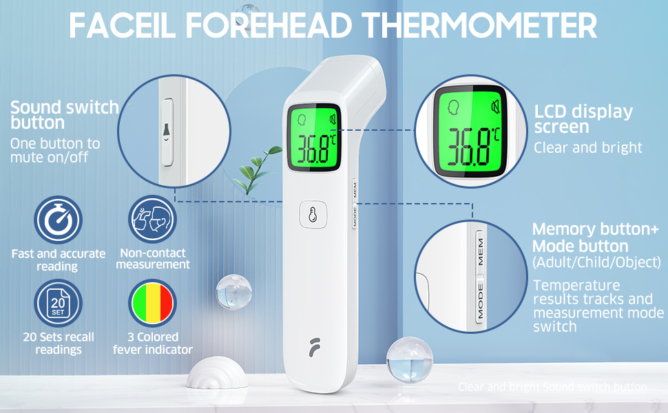 FACEIL Thermometer for Adults Kids, Touchless Digital Forehead