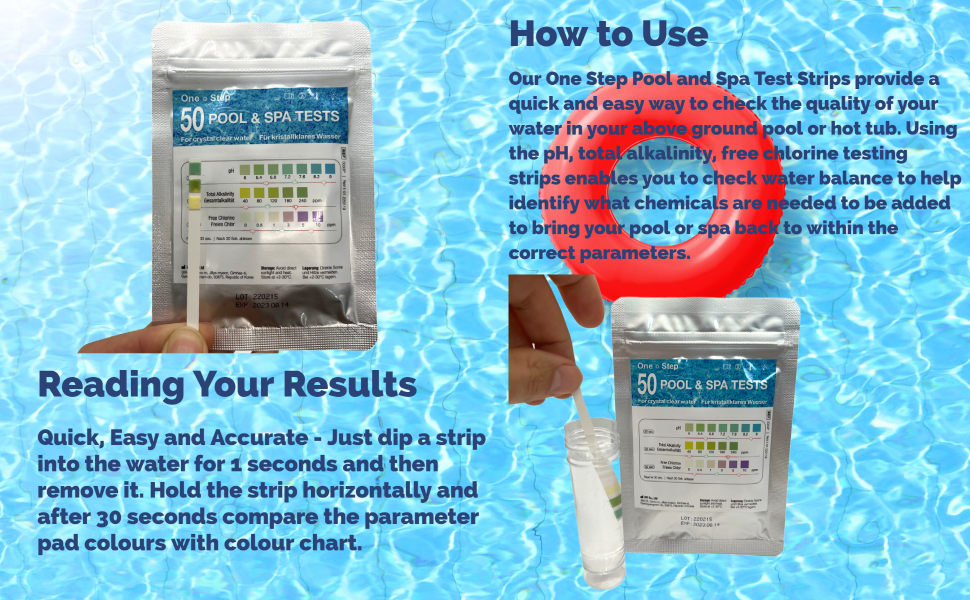 One Step 3 in 1 Pool & Spa Water Test Strips, 50 Test